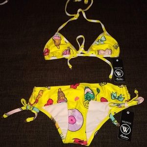 Wildfox | Emoji Bikini string top and boy shorts